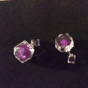 Double sided purple earrings.